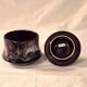 Covered sugar bowl Vallauris glazed ceramic brown old pink A152-3
