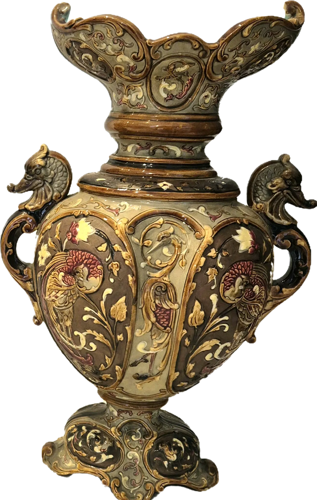 Pair of major vases in majolica - Wilhelm Schiller & Son