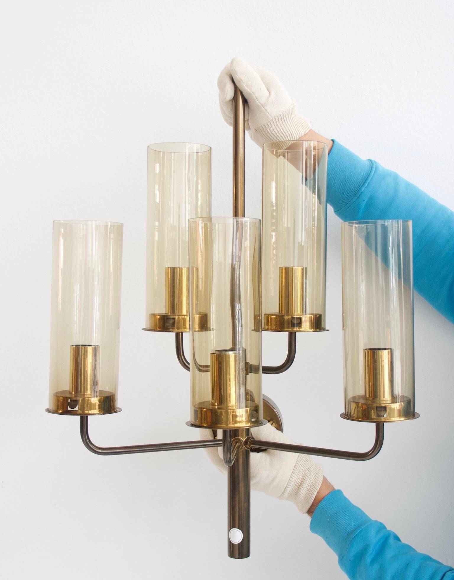 Brass wall light with five lights by Hans-Agne Jakobsson