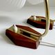 Pair of Scandinavian vintage table or bedside lamps, teak and glass, 60s