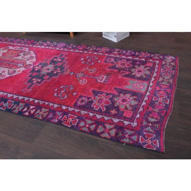 Couloir en laine turc Oushak vintage fait main 122x355