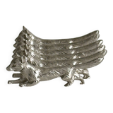Set of 6 metal fox knife rests
