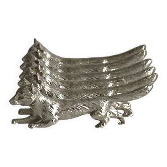 Set of 6 metal fox knife rests