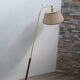 Leather-covered floor lamp by FJB Corsini for Metalarte 1950s