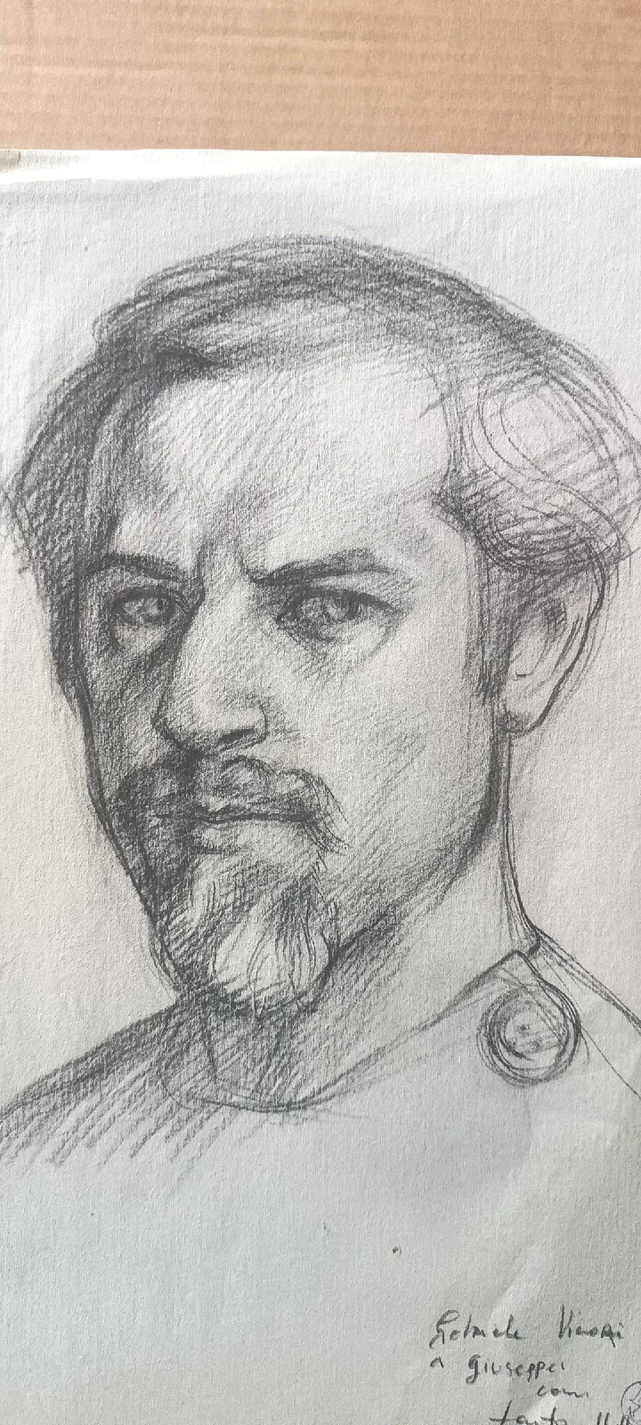 Portrait by Gabriele Vicari, pencil on paper, 1970s