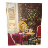 Tableau naif très original scène d intérieur daté et signé