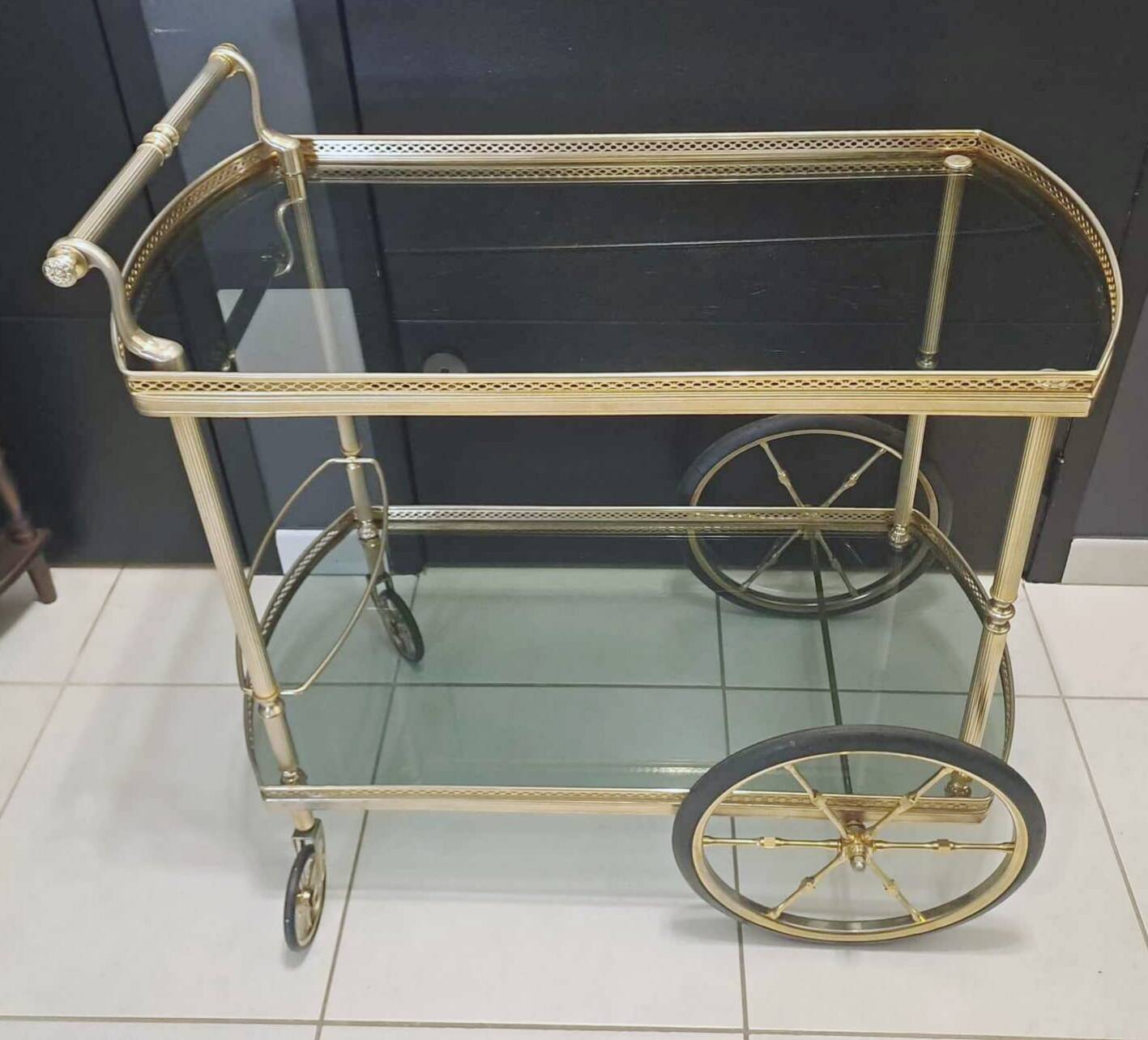 Vintage trolley in gilded and silvered bronze