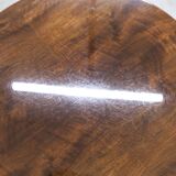 1960s Scandinavian tripod coffee table with glossy varnish in mahogany wood.