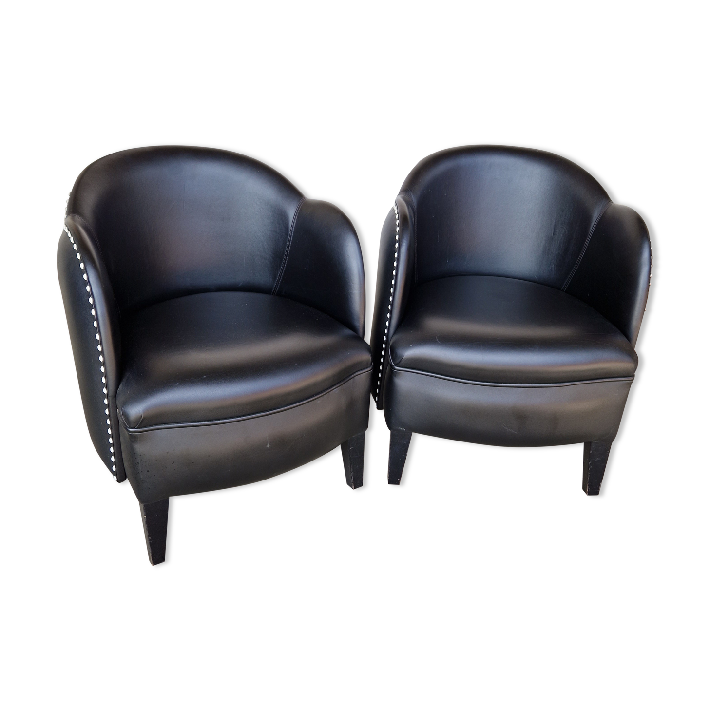 Pair of armchairs in imitation leather