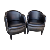 Pair of armchairs in imitation leather