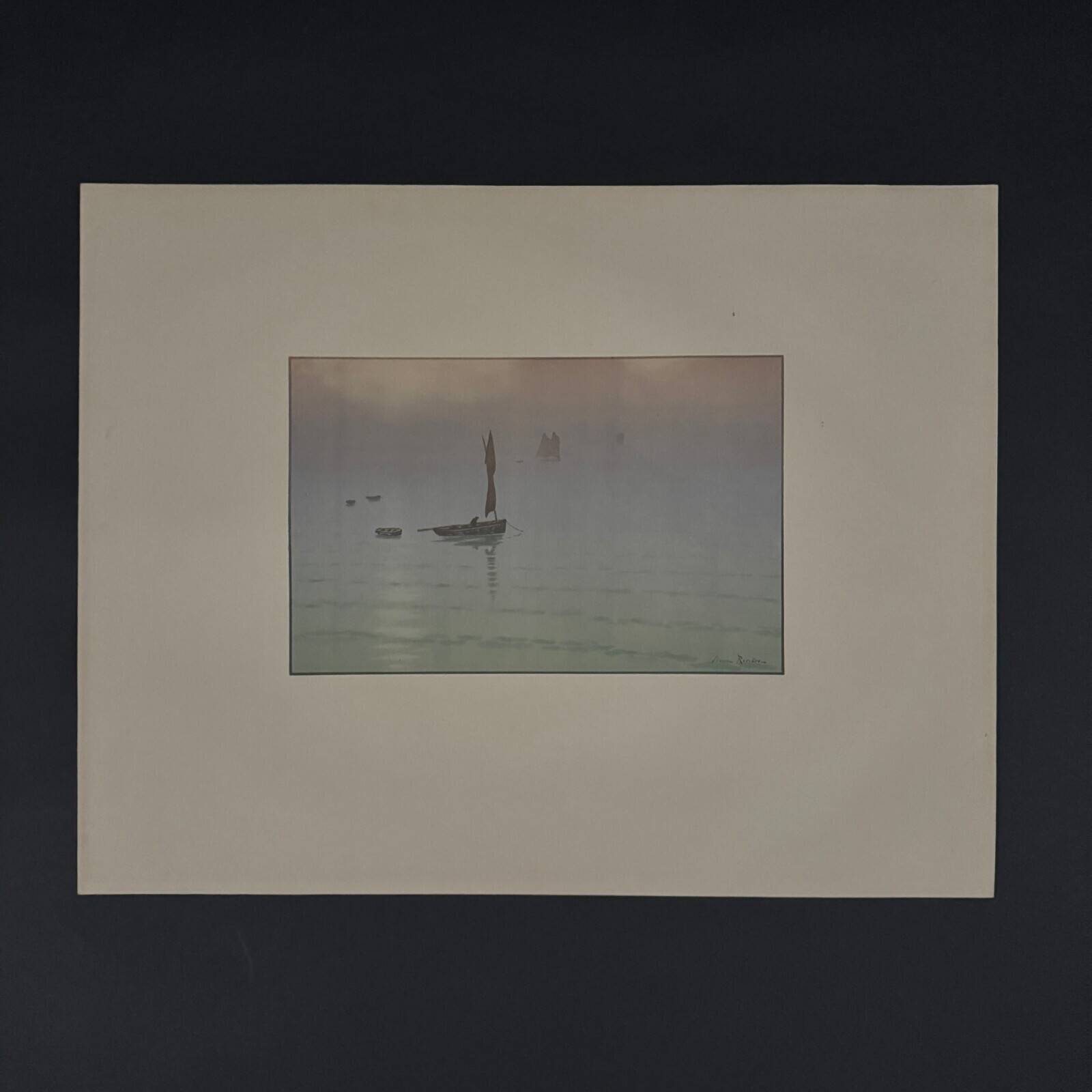 Lithograph by Henri Rivière The Beautiful Country of Brittany - Mist at Sea