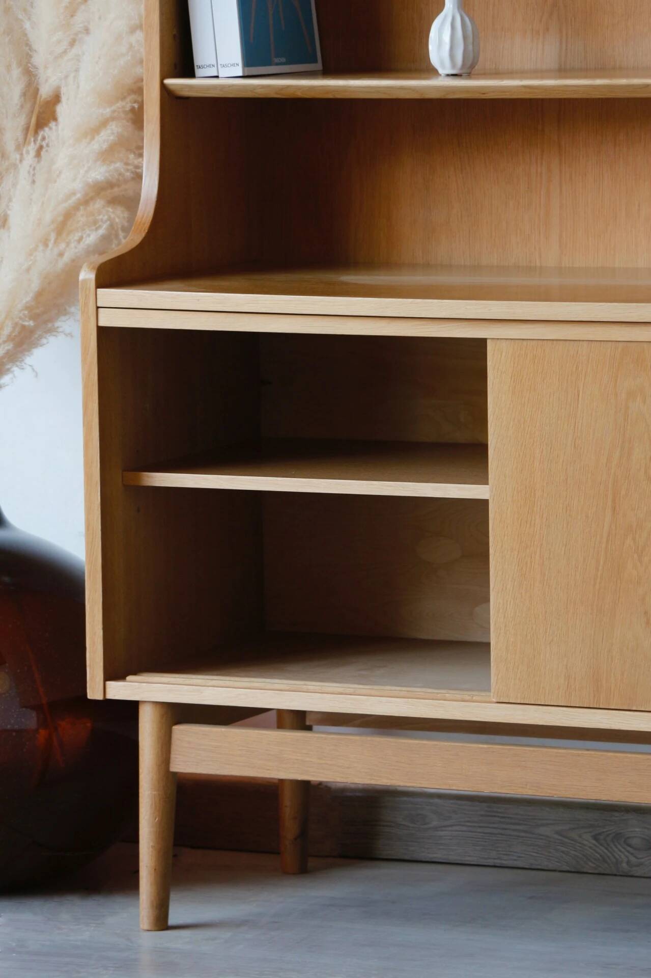 Renovated vintage Scandinavian oak library