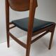 Set of 4 Scandinavian Teak and Green Leatherette Dining Chairs