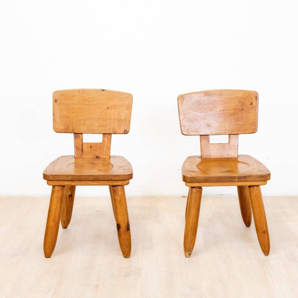 Brutalist elm chairs, 1970s, set of 2