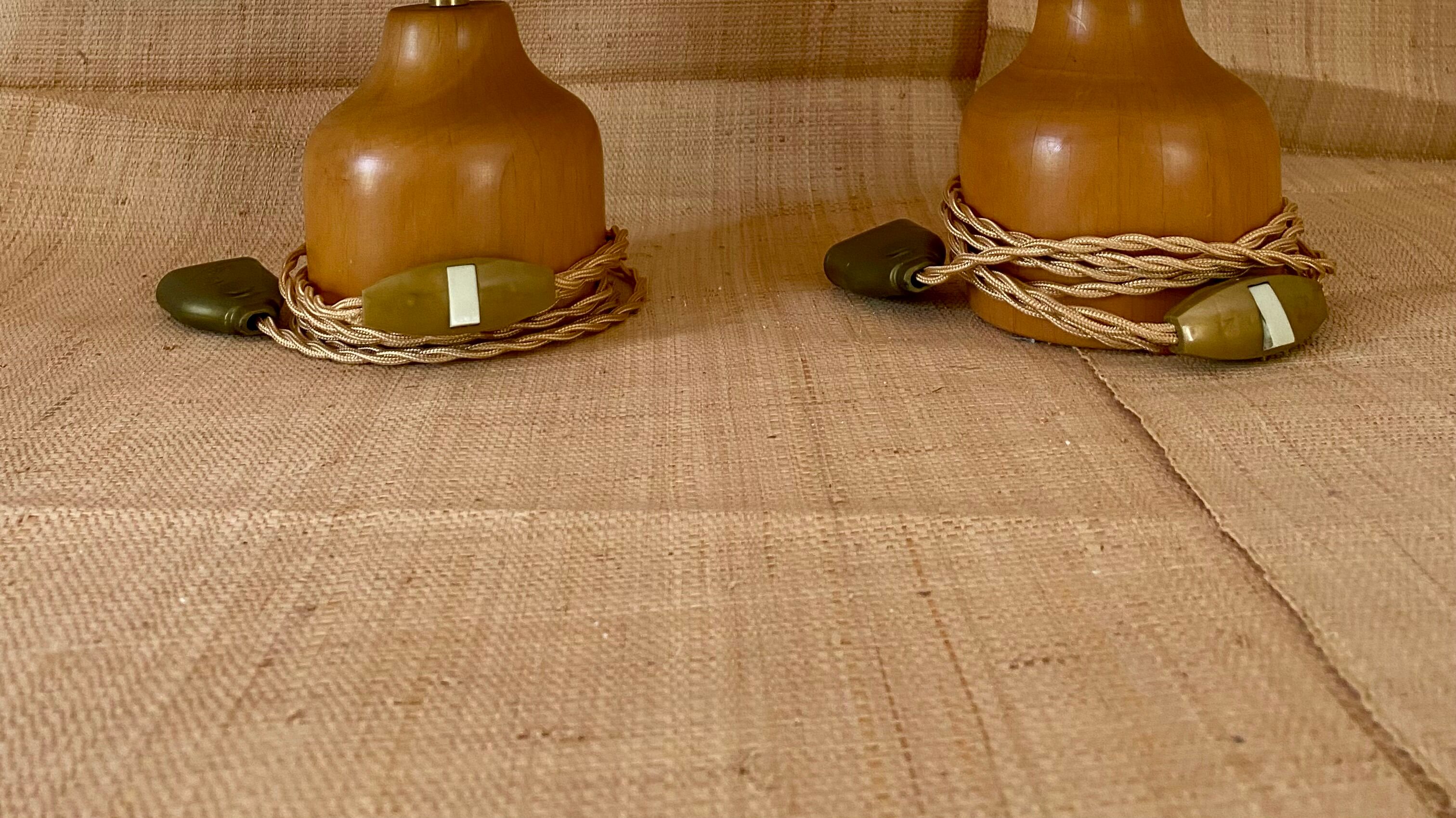 Two Danish lamps, 2x2 m of fabric cables, cotton shades.