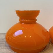 duo of Abat jour in vintage orange opaline glass