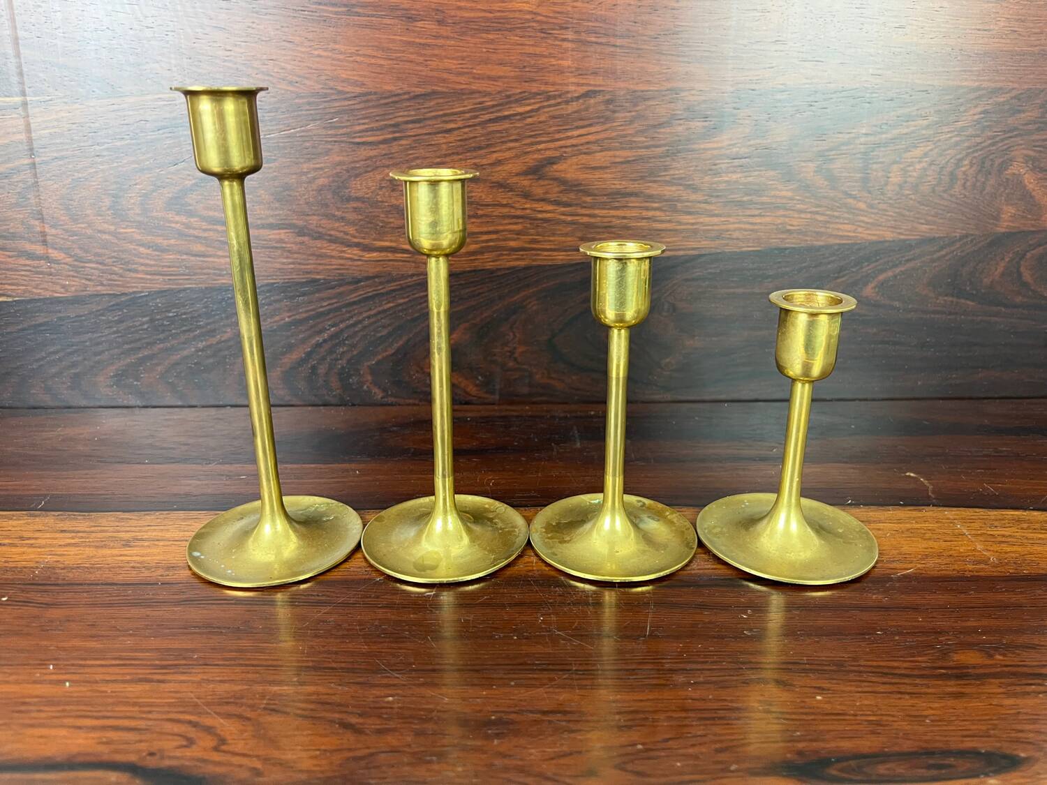 4 Scandinavian brass candlesticks from the 1960s