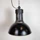 Large Industrial Factory Black Pendant Lamp with Cast Iron Top, 1950s