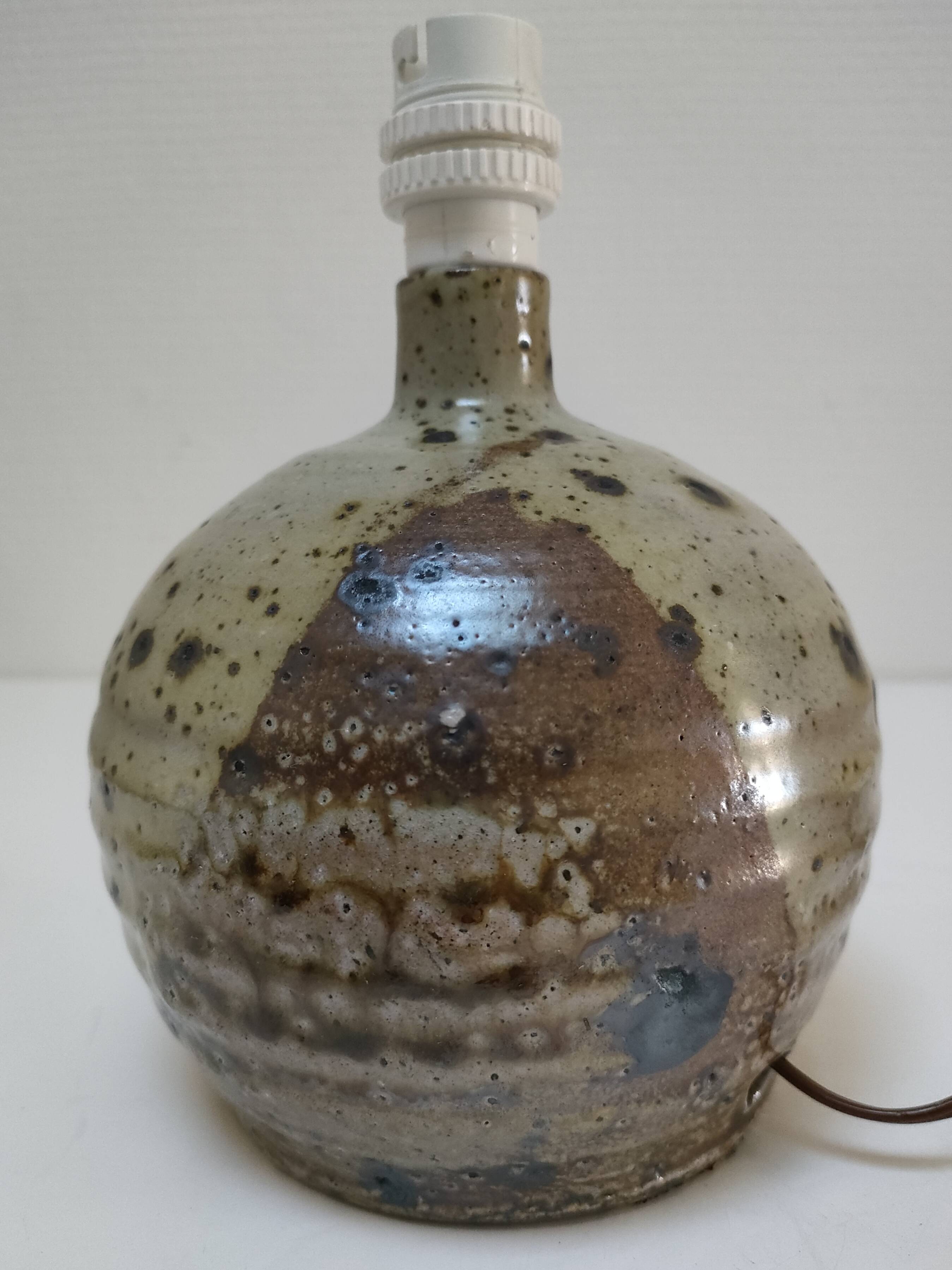 Gustave Tiffoche pyrite enamelled sandstone ball lamp base