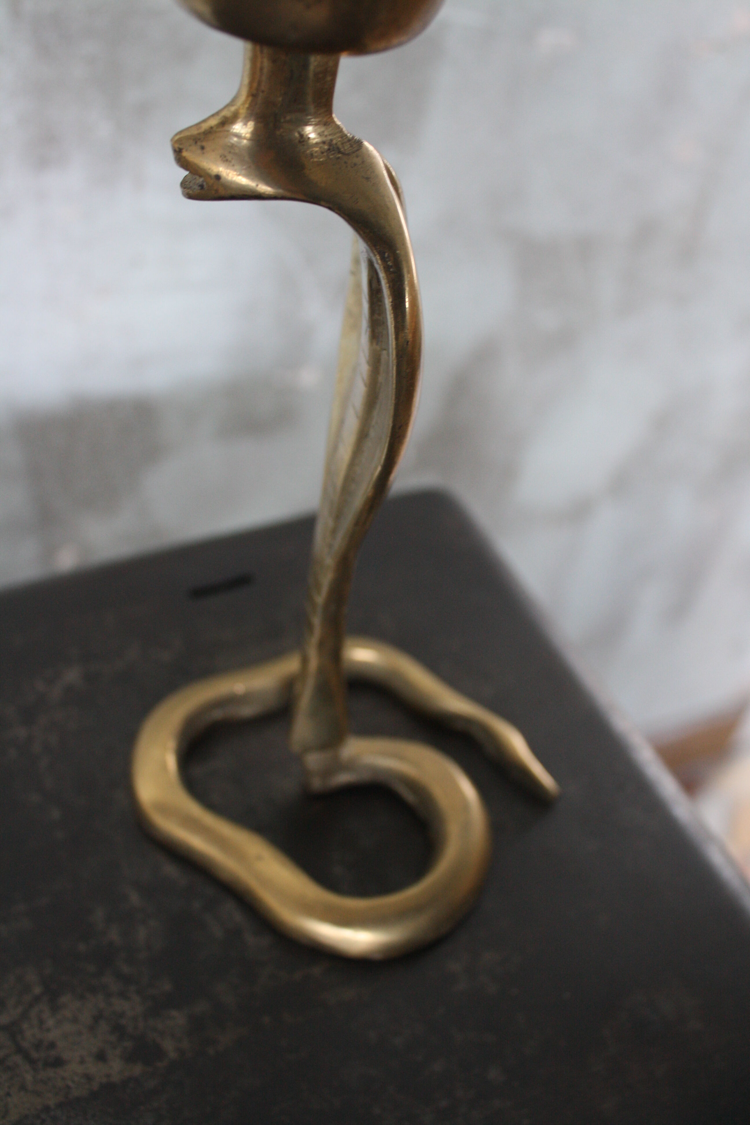 Candlestick zoomorphic snake cobra brass