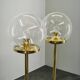 Pair of Space Age Bubble Glass and Brass Floor Lamps, 1970s