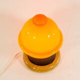 Vintage table lamp in orange glass and black perforated metal 70s