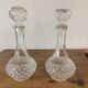 Pair of Arques crystal glass carafes, diamond point pattern, with their stoppers