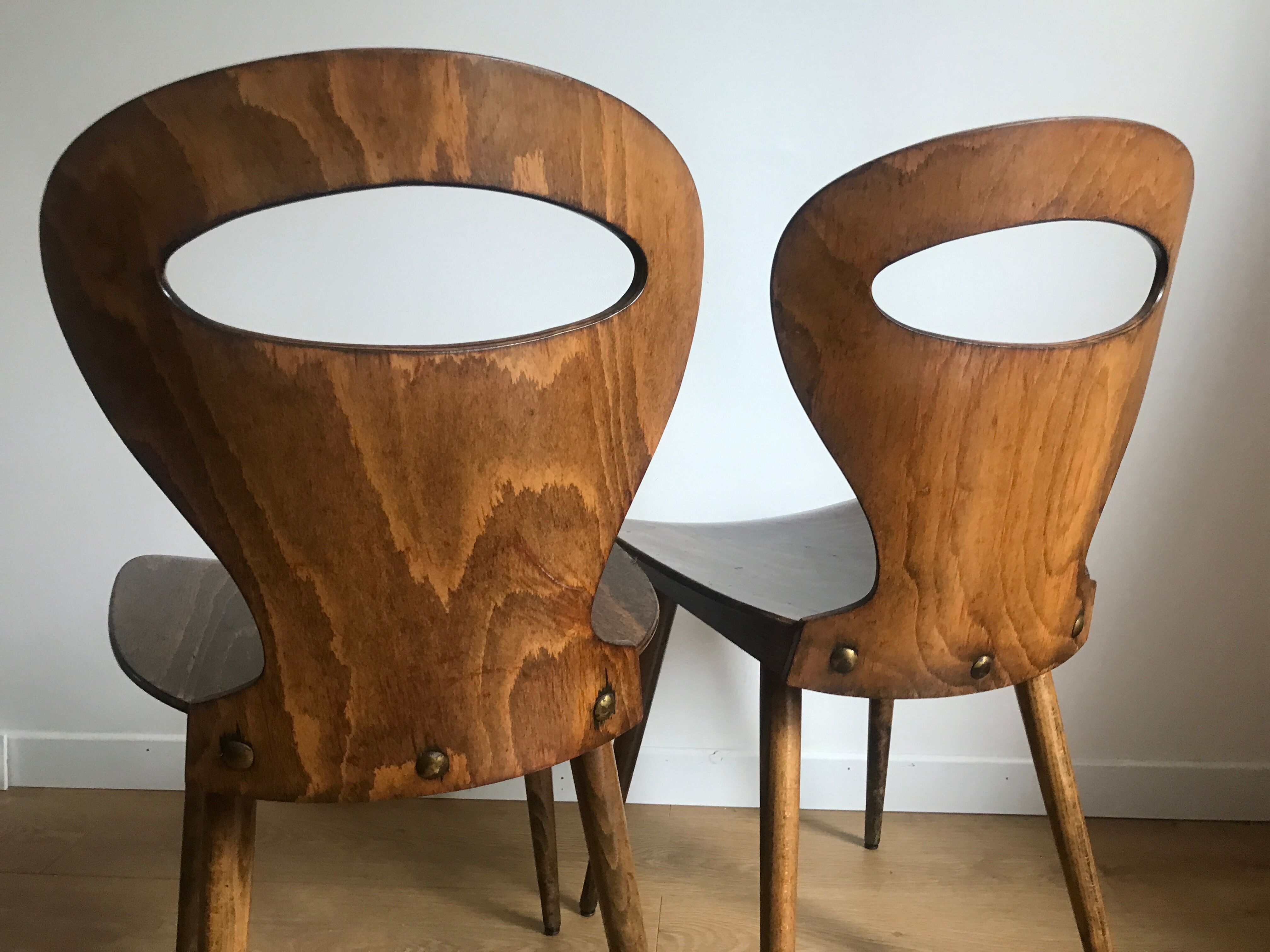 Pair of bistro chairs "rustic" model of baumann called "ant"