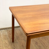 Extendable mid century teak dining table with pull out leaves, denmark, 1950s