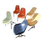 Set of 6 Eames shell chairs, DSS model in authentic fibreglass.