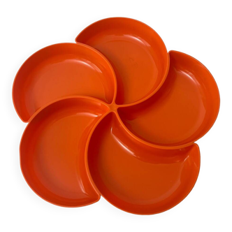 Vintage orange plastic flower dish