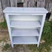Pair ancienne bibliothèque parisienne furniture 3 shelves vintage gray wood