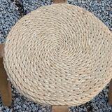Pair of Scandinavian birch and sea rush stools from the 70s/80s