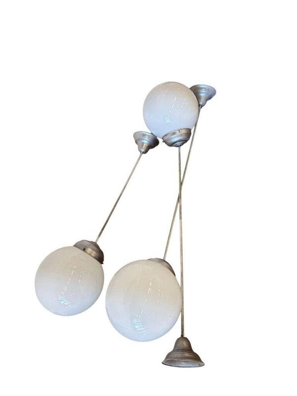 Suspension art déco vintage / lustre avec abat-jour en opaline