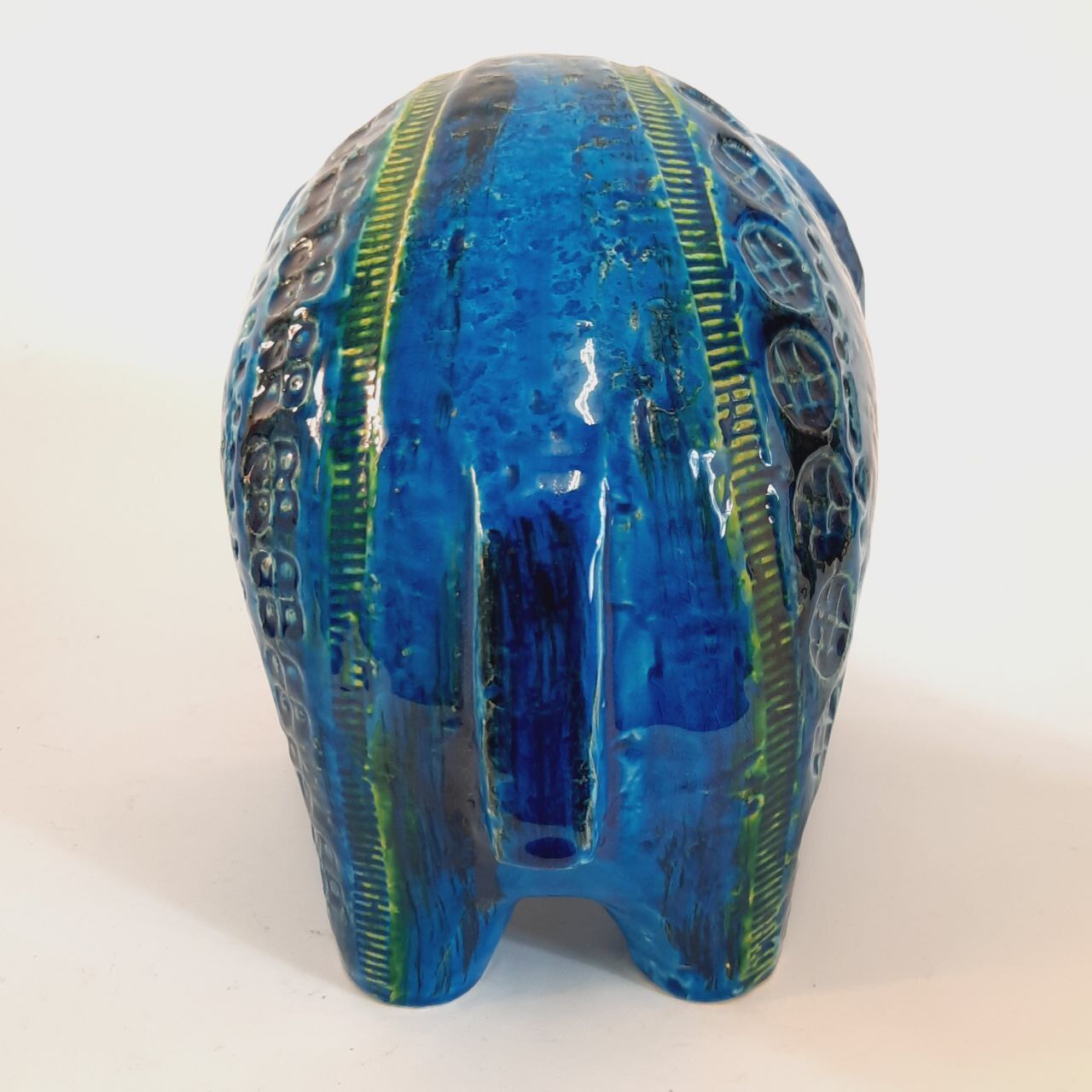 Vintage elephant statue, Aldo Londi for Bitossi, Rimini blue series.