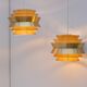 Brass-coloured metal pendant Trava lamps by Carl Thore, Sweden from Granhaga Metallindustri, 1960s, set of 2
