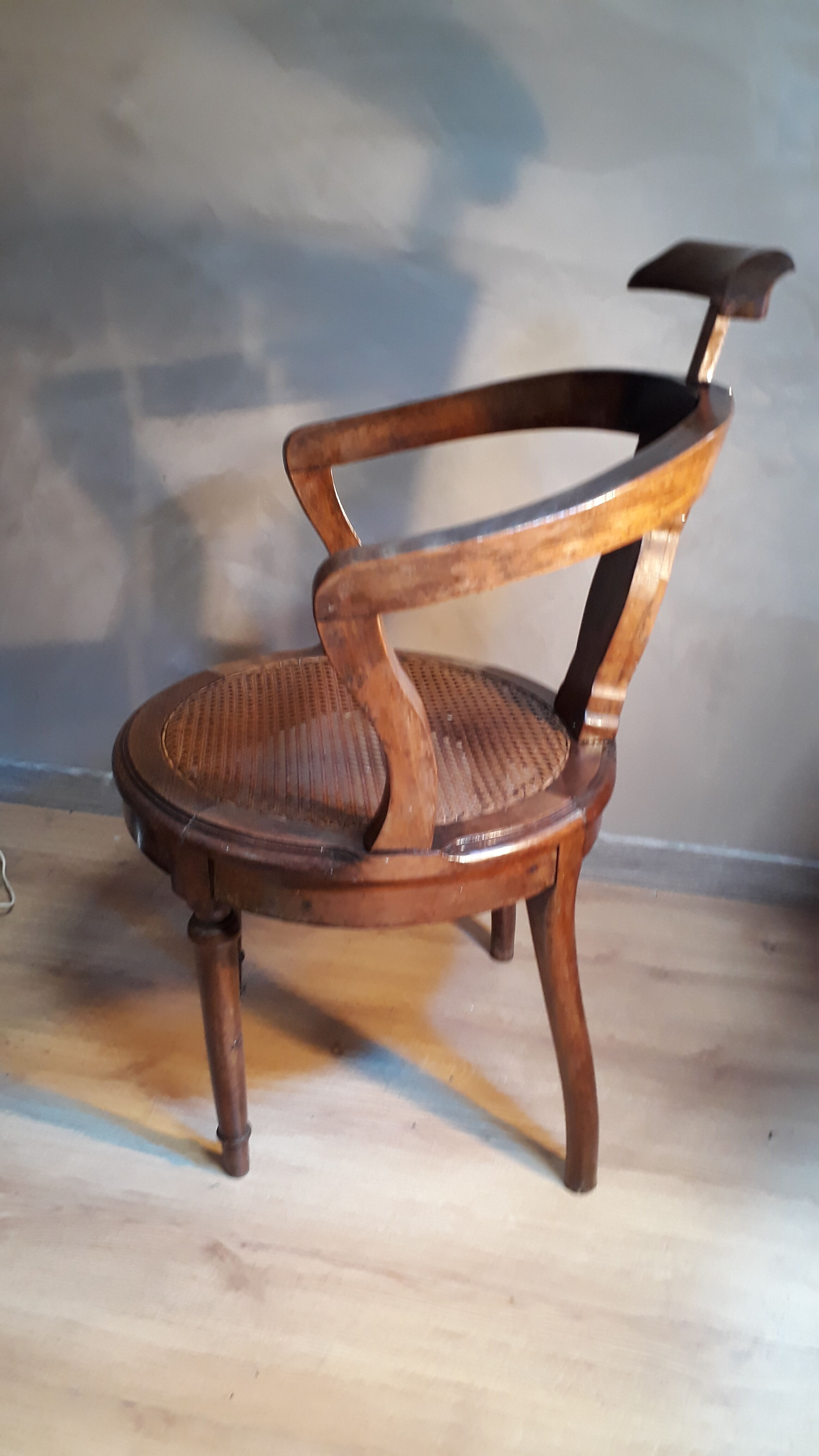 Armchair with solid wooden back seated canne 1900