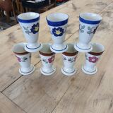 7 old glazed stoneware mazagrans