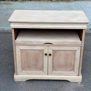 Louis Philippe buffet with 2 doors, stripped raw wood TV unit.