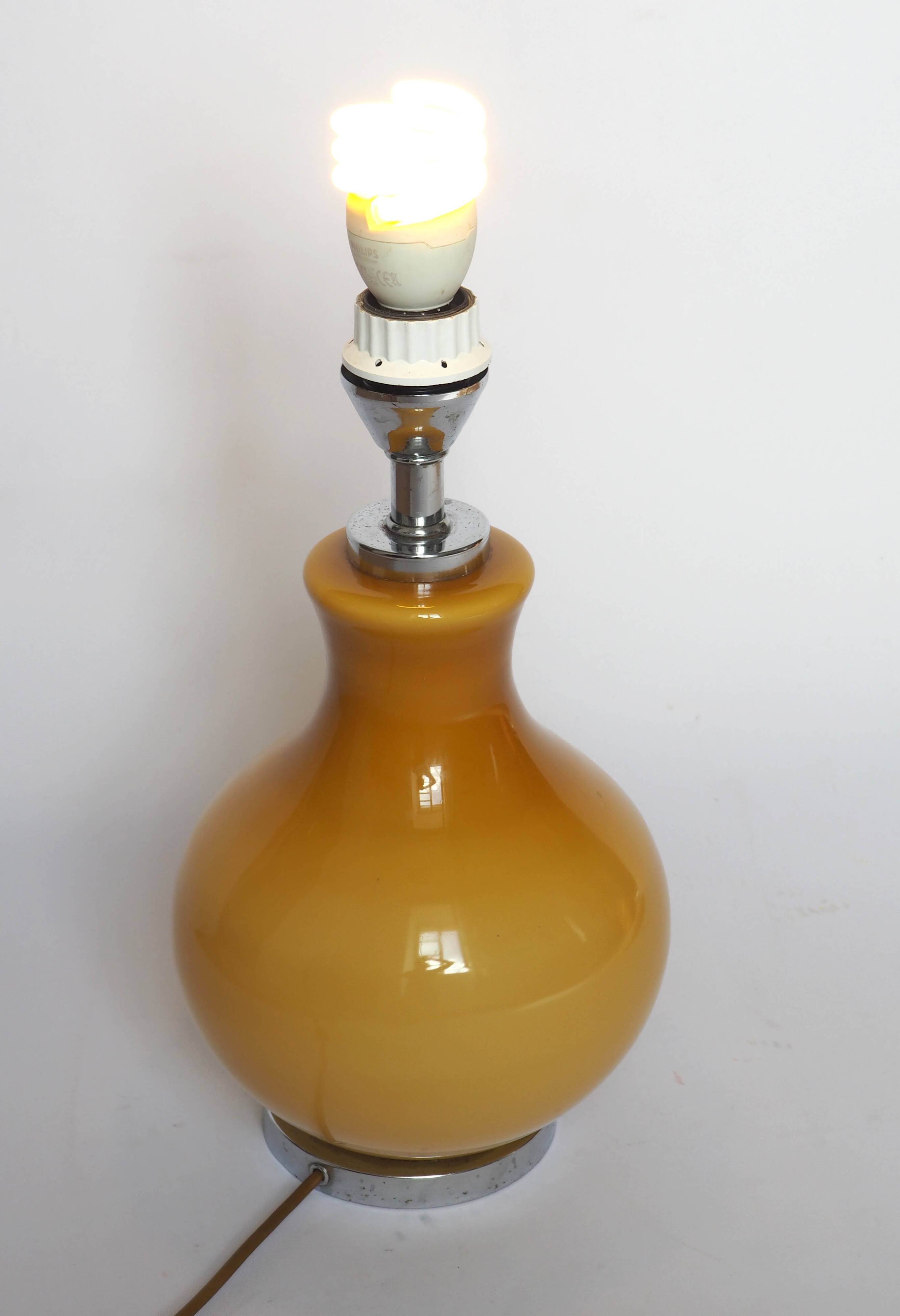 Mustard orange glass lamp base