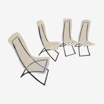 Lot de 4 chaises "ch4" en plexiglass edmond vernassa - 1970