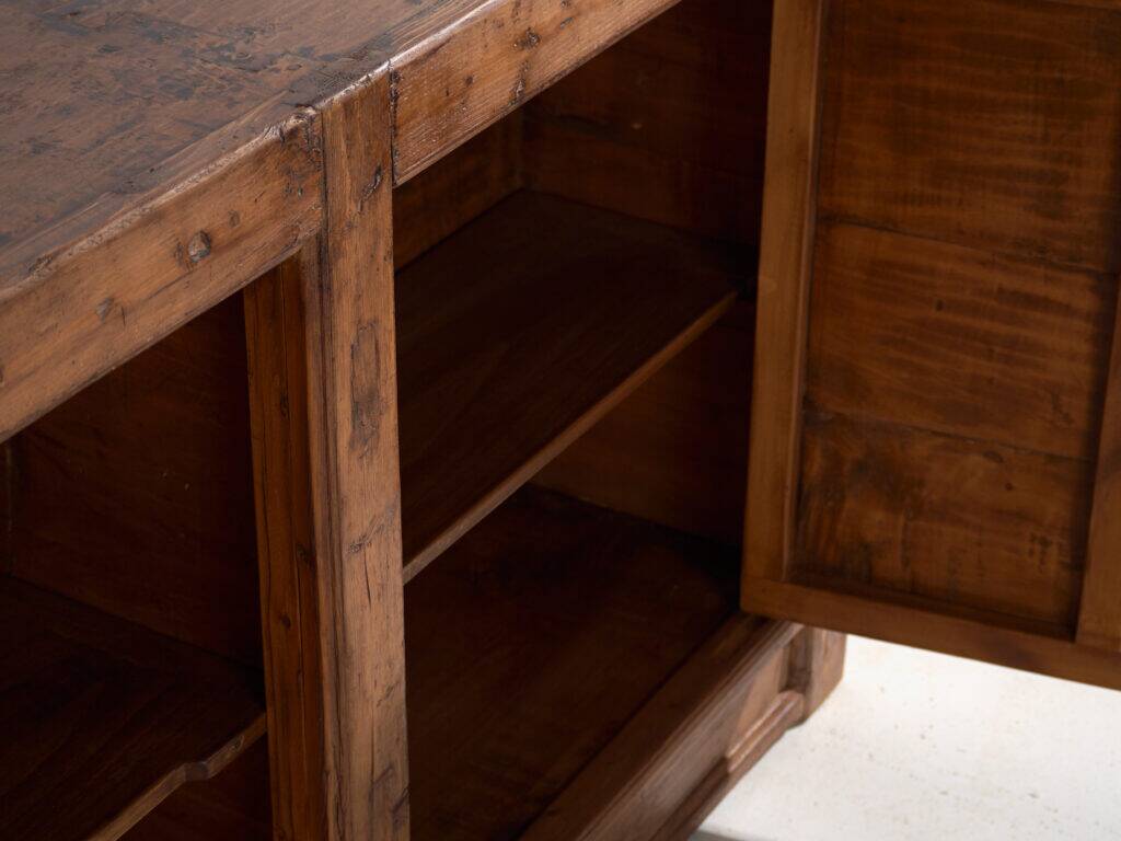Chinese buffet high in carved pine with geometric panels – Gansu, circa 1930