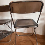 Set of 2 smoked Plexiglas chairs