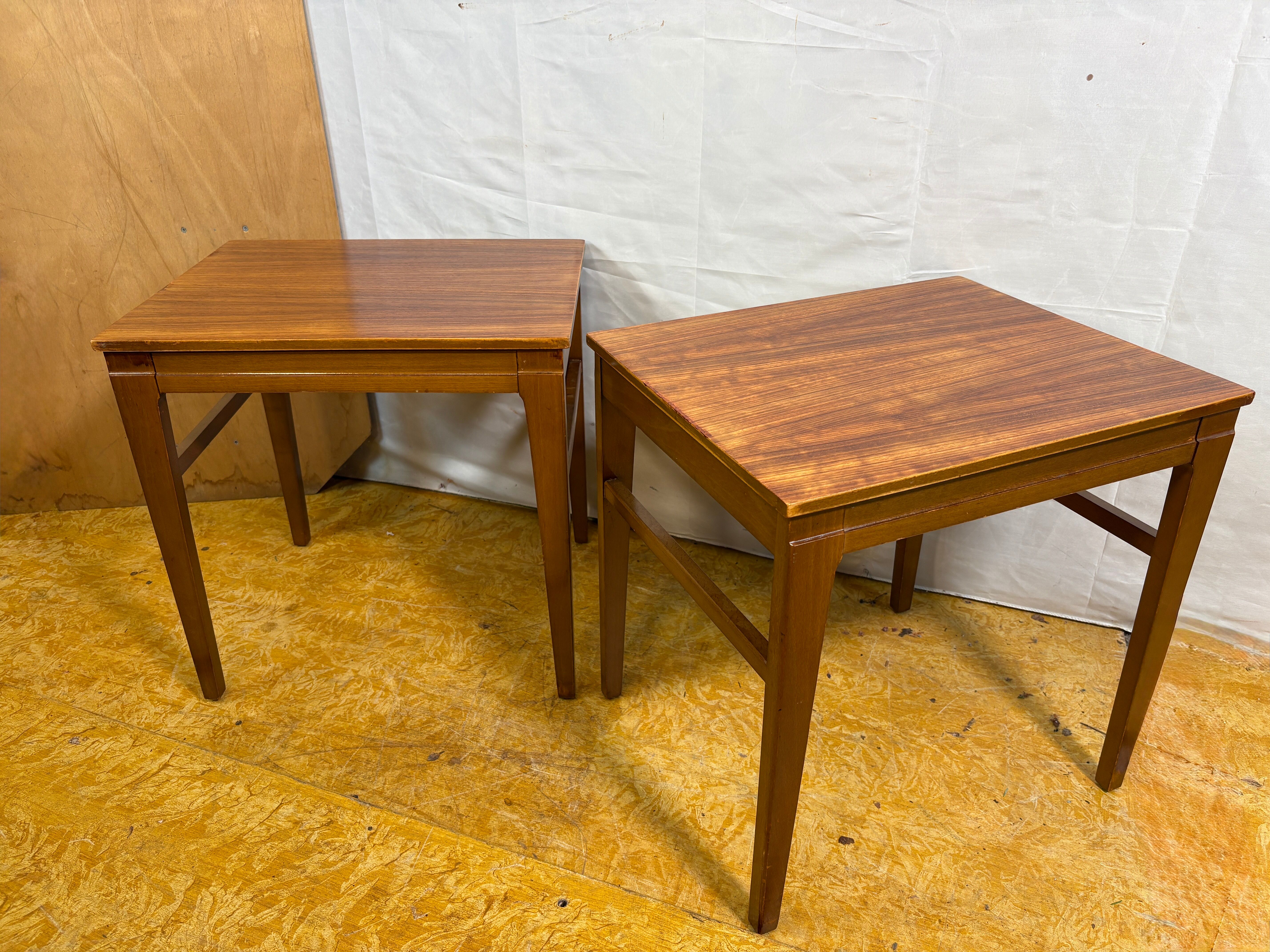 Mid Century Retro Vintage Teak Pair of Side Tables / Lamp Tables / Bedside