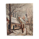 Oil on canvas landscape of a snowy cottage