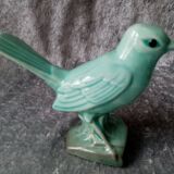 Art deco sparrow in turquoise enamelled faience