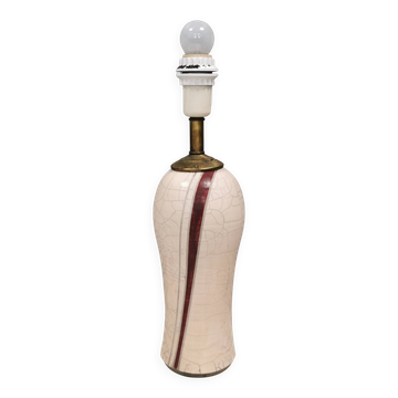 Table lamp in crackled ceramic with brass top, by Jenkin, 1970s.
