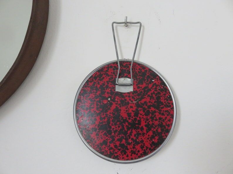 Wall-mounted round barber mirror 50s 60s