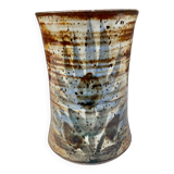 glazed ceramic vase with abstract flower decoration, signature to identify