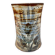 glazed ceramic vase with abstract flower decoration, signature to identify